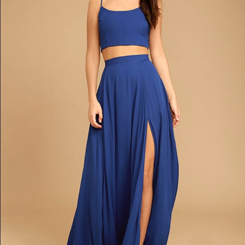 Lulus Thoughts of You Royal Blue Two-Piece Maxi